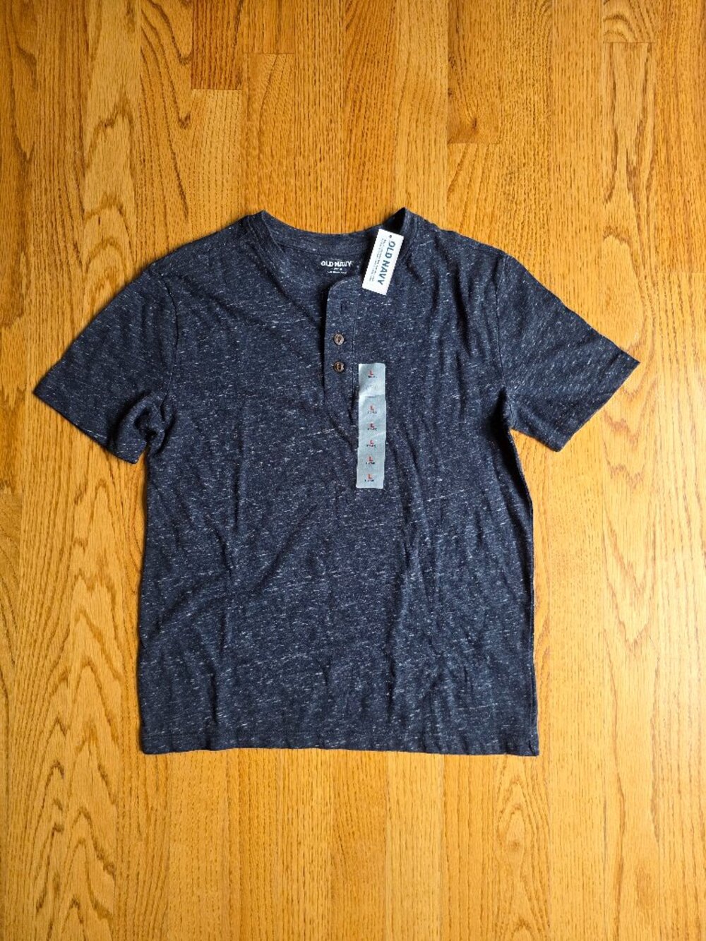 Old Navy Boy's Short Sleeve Henley T-Shirt | Large 10-12 | Heather Charcoal Gray